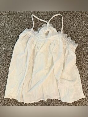 Women’s Oversized Flowy White Lace & Gauze Like Tank ~ Size L NWOT
